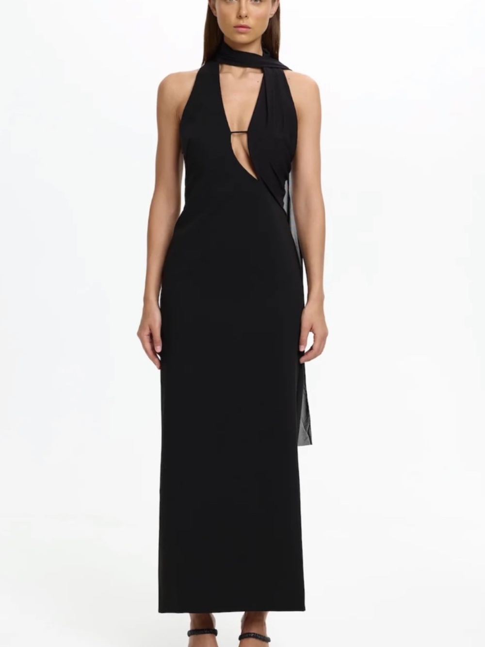 Significant Other EDDA Black Scarf Cut Out Maxi Dress - Size US 4
